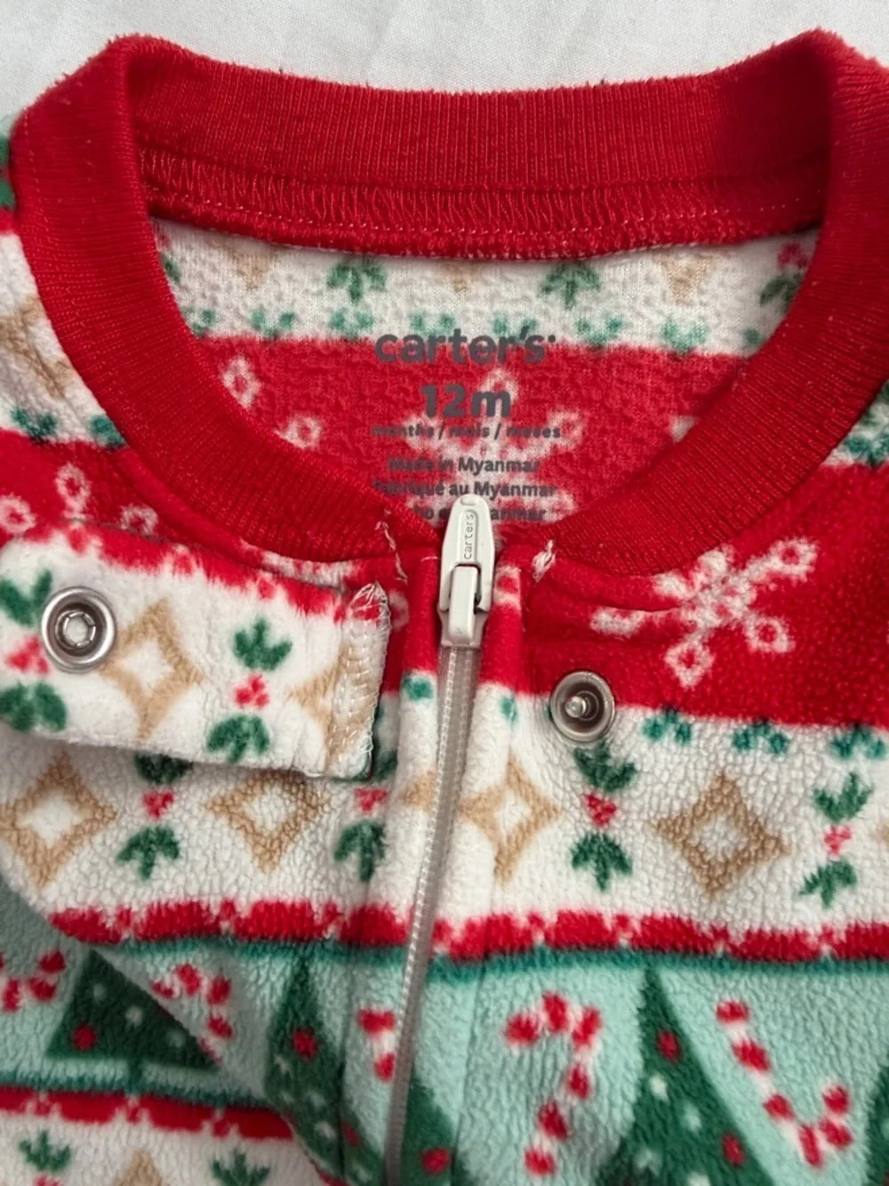 Old Navy Kids Holiday Footed One-Piece Pajama in Red, Green & Navy